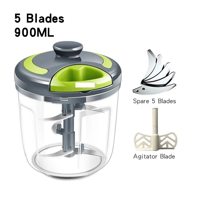 Manual Meat Grinder Hand-pulled Vegetable Cutter 500ml/900ml Kitchen Tools Hand Mixer Chop Meat Fruit Vegetable Wist Shredder