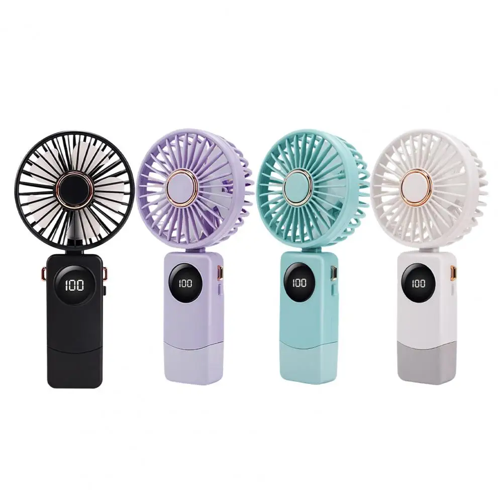 

Portable Handheld Fan 90-Degree Adjustable Head Long-lasting Digital Display Mini Fan USB Charging LED Battery Outdoor Fan