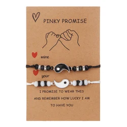 2Pcs/Lot Fashion Enamel Tai Chi Yin Yang Couple Bracelets Sets For Women Men Adjustable Braiding Handwear Matching Lover Gifts