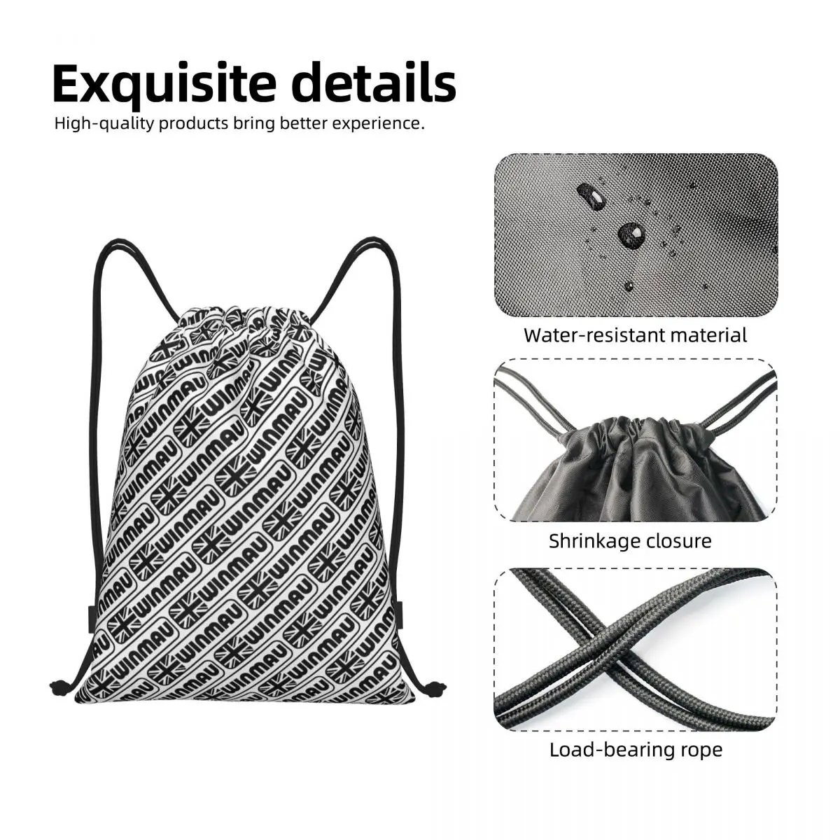 Custom Winmaus Logo Dart Board Drawstring Backpack Sports Gym Bag for Women Men Shopping Sackpack