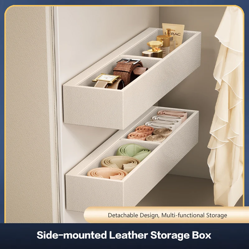 Drawer Side Mount Closet Organizer Leather Storage Box For Underwear Socks Jewelry Multifunctional Space Saving Home Dorm 312
