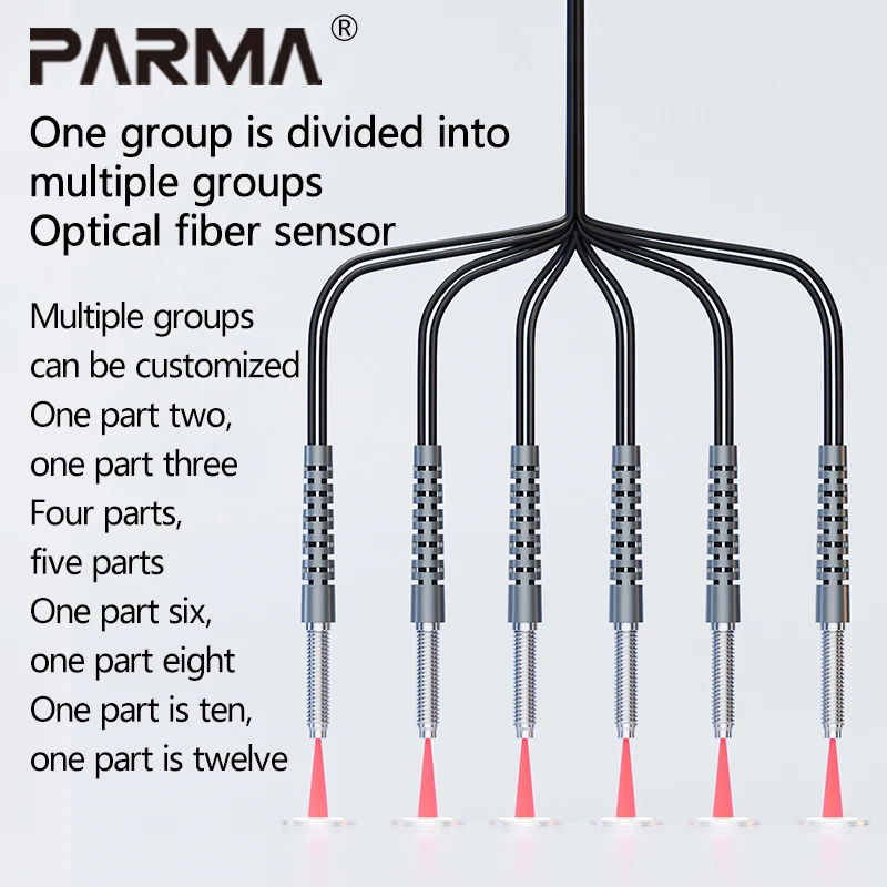 Multiple groups, multiple heads, multiple channels optical fiber sensors with 2, 4, 6 amplifiers, probe beam reflection mold pos