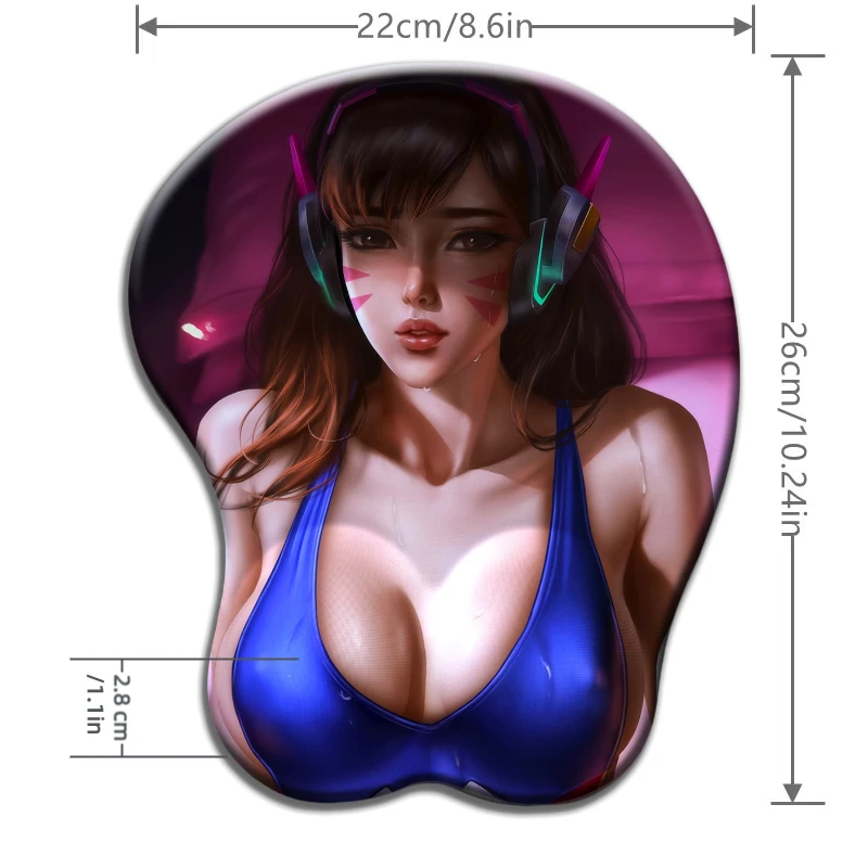 

E-sports Game Style D.va blue swimsuit Oppai 3D Silicone Wrist Rest Mouse Pad Kawaii Boob Desk Pad Use Ergonomic