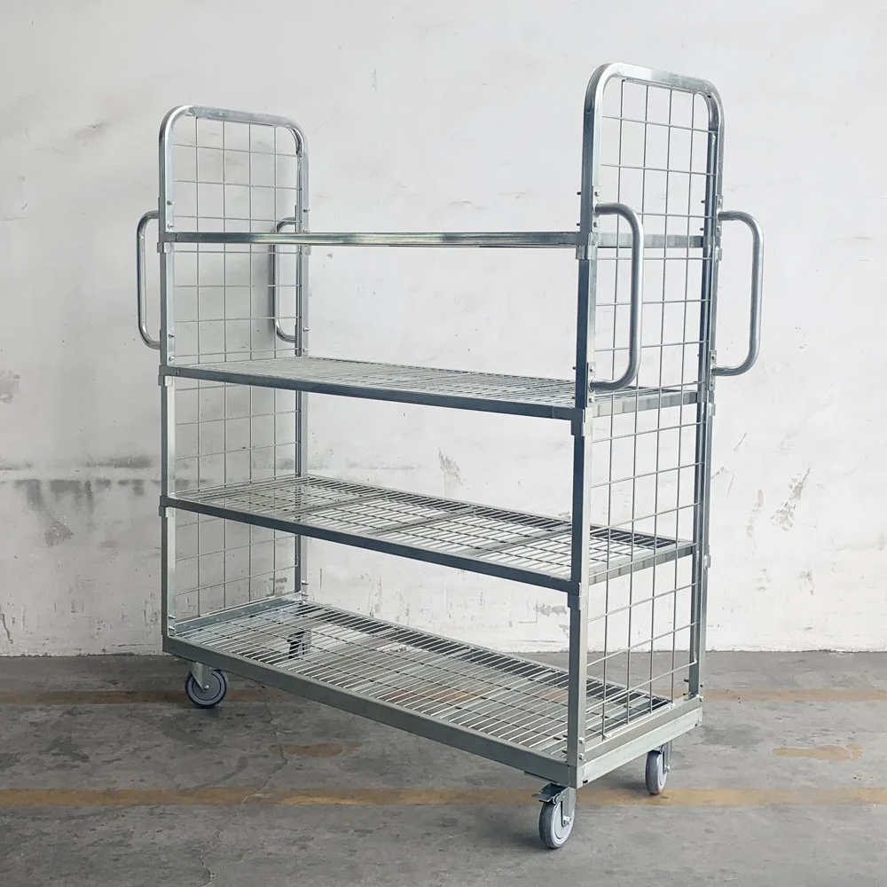 Portable warehouse logistics pick up order shopping cart supermarket rolling picking trolley