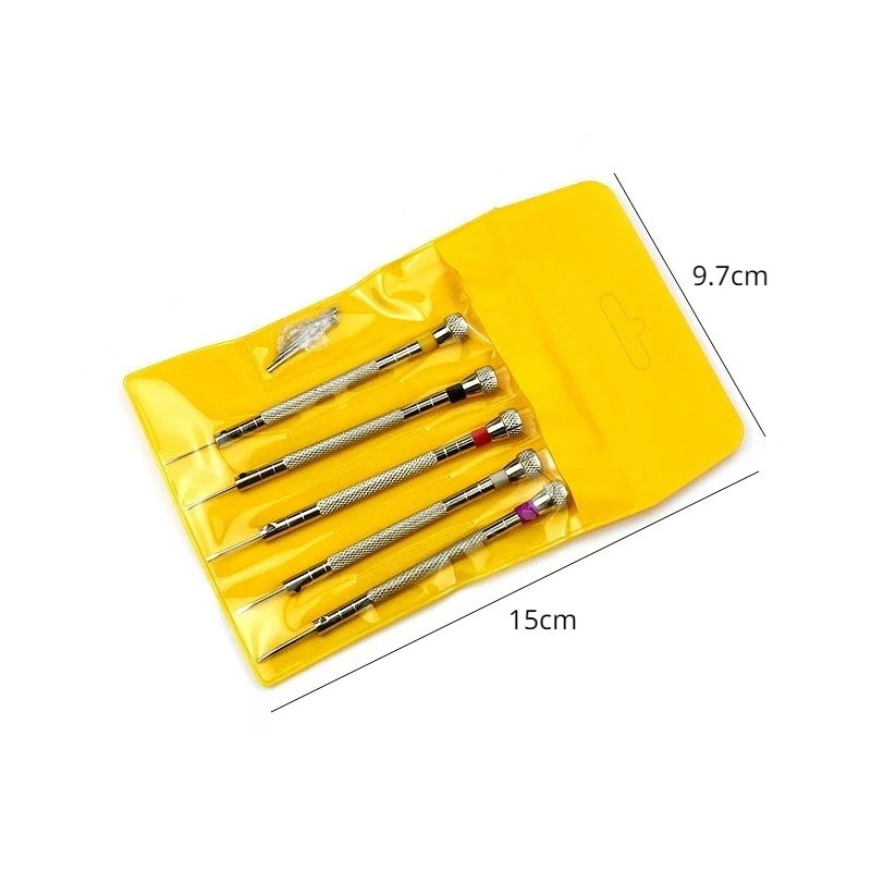 5pcs/set 0.8-1.6mm Steel Screwdriver for Watch Repairing Portable Watch Tools Band Removal with Mini Link Pins Watchmaker Tools