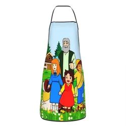 Bib Heidi Peter And Grandpa Aprons Men Women Unisex Adult Chef Kitchen Cooking Cartoons Alps Mountain Tablier Cuisine Baking