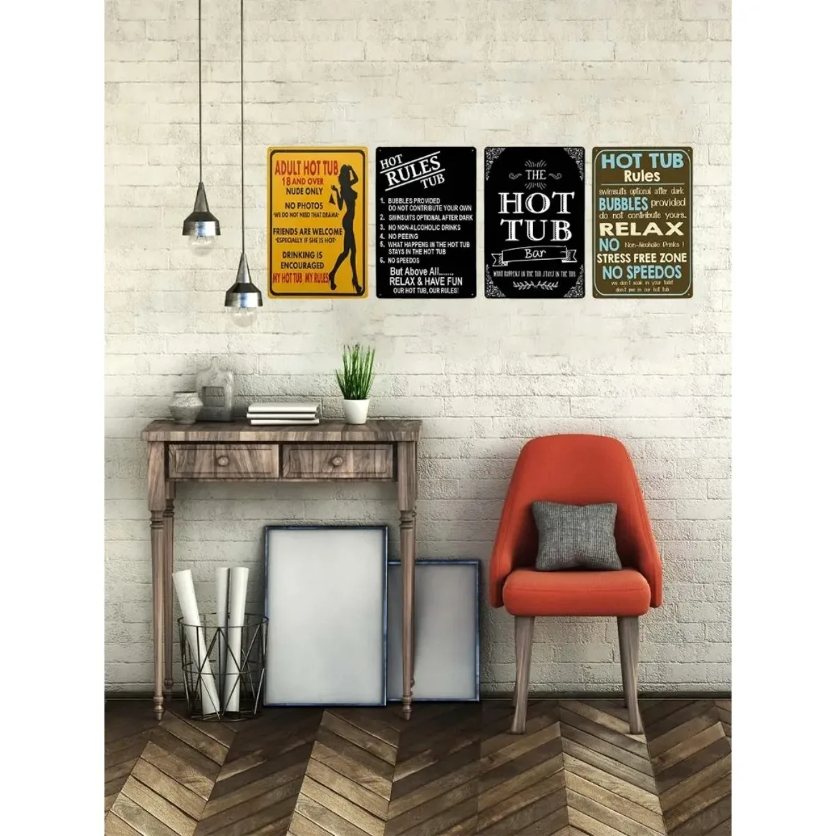 لافتة ترحيب معدنية مضحكة لحوض الاستحمام الساخن (20 × 30 سم) |   خمر |   ديكور الشاطئ/الحمام/البار