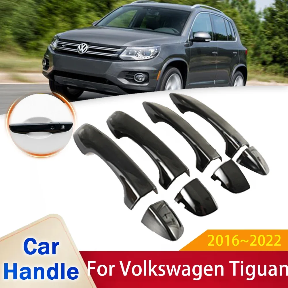 

Подходит для Volkswagen VW Tiguan MK2 AD BW 2016 2017 2018 2019 2020 2021 2022 глянцевый черный чехол на дверную ручку наклейки автомобильные аксессуары