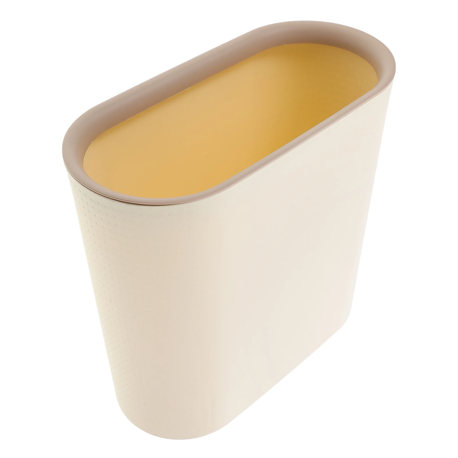 

Narrow Space Trash Bin Press Ring Style Plastic Waste Basket for Bathroom Kitchen Bedroom Living Room Office Use