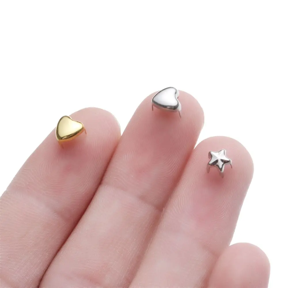 

50pcs Star/Heart Shape Mini Ultra-small Metal Belt Buttons Diy Dolls Buckles Doll Colthes Buckle Bags Shoes Accessories
