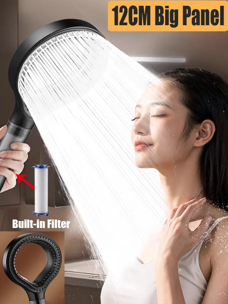 

12 см большая панель массажная спа насадка для душа под давлением с фильтром экономия воды под высоким давлением одна кнопка остановки воды ручная насадка для душа