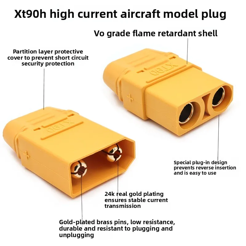 1pcs/1set XT90H lithium battery connector XT90S anti sparking high current 40A model aircraft plug with 15cm wire plug