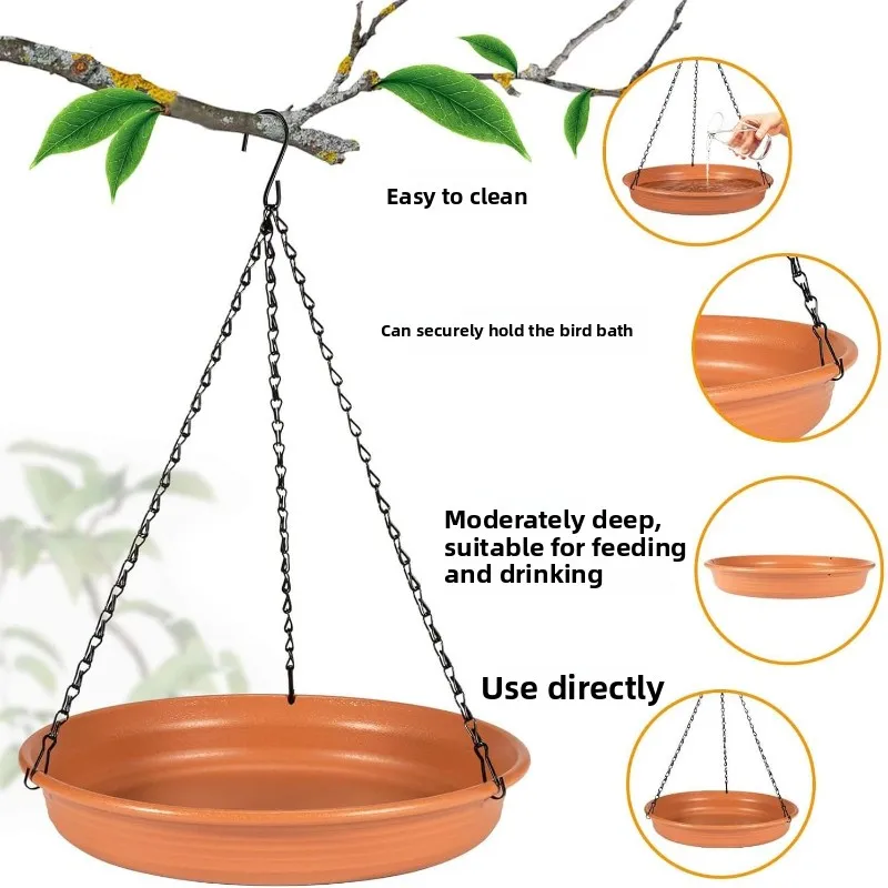 Hanging Bird Bath,Bird Water Feeder for Outdoors, Feeder Bowl,for Outside, Plastic Birdbaths Tray for Garden Patio Decoration