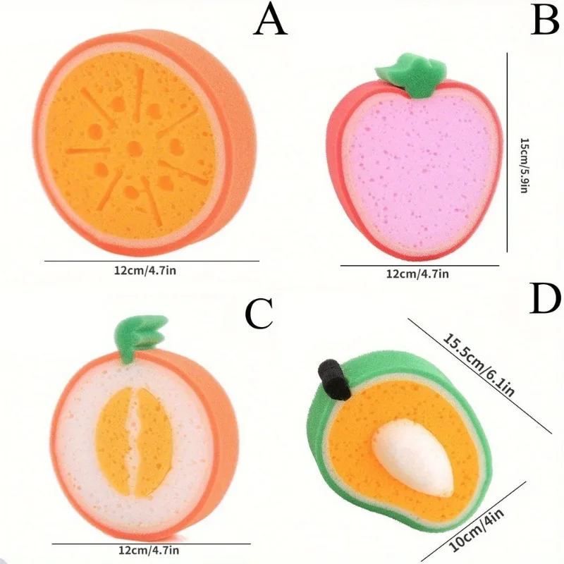 مجموعة مكونة من 5 قطع من إسفنجات غسيل الأطباق السميكة على شكل فاكهة وسادات تنظيف سحرية ومناشف لمستلزمات تنظيف المطبخ