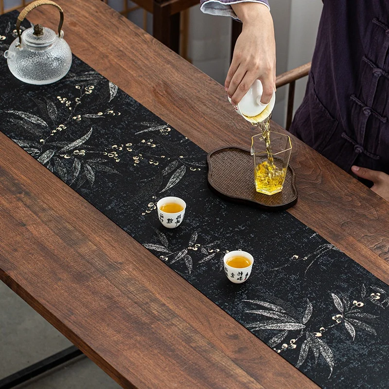 High-End Brocade Tea Tablecloth Retro Japanese Zen Style Tea Mat Heat Insulation Tea Set Table Flag Chinese Traditional Cloth...