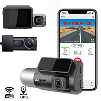 3 Channal Dash Cam 4K+1080P+2K Camera Car Dashcam DVR Recorder Rear Cam Night Vision Loop Recording WiFi GPS 24H Parking Monitor