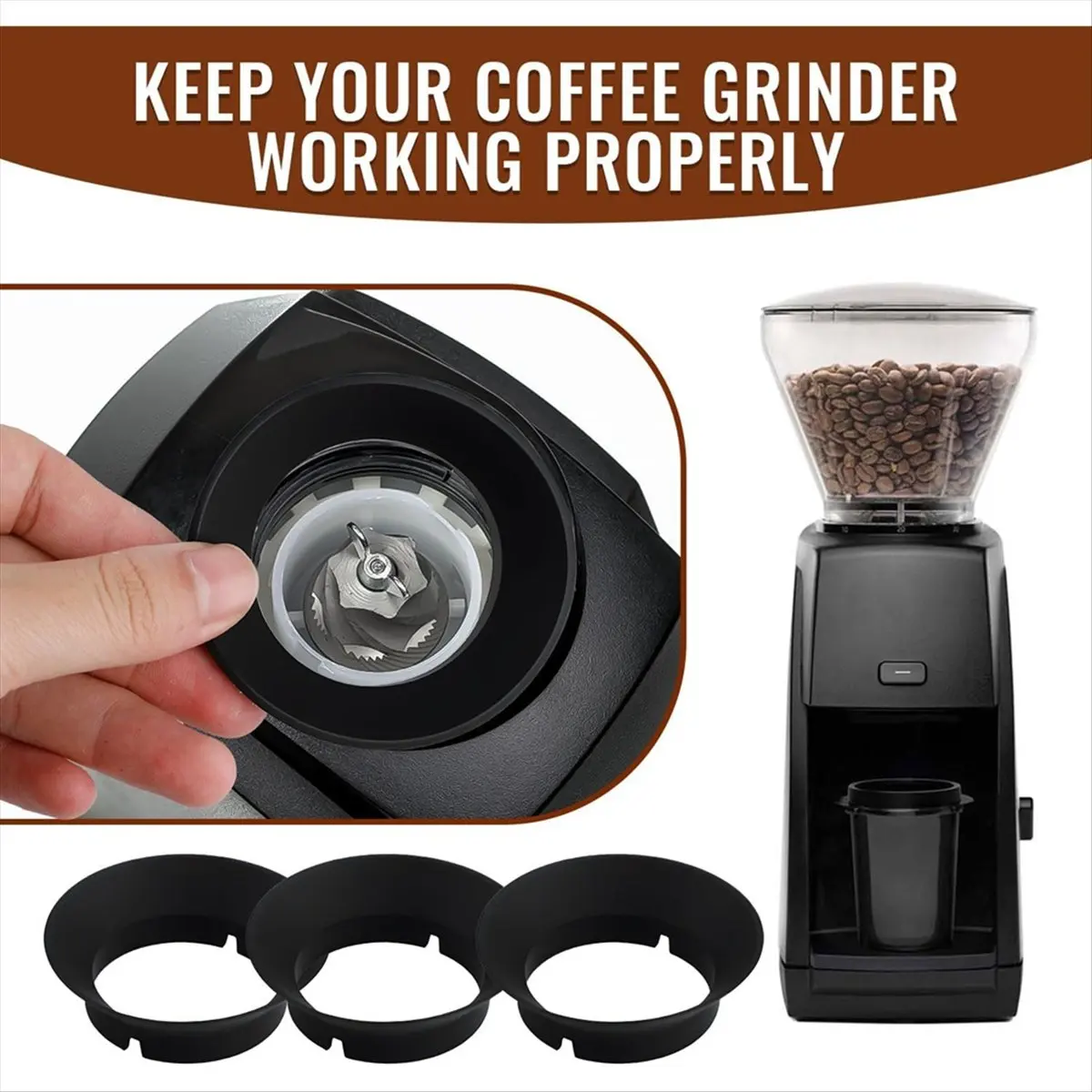 Exquisite- 3PCS Gasket Replacement for Baratza Encore and Virtuoso Grinders, Replacement Ring for Electric Conical Burr Grinder
