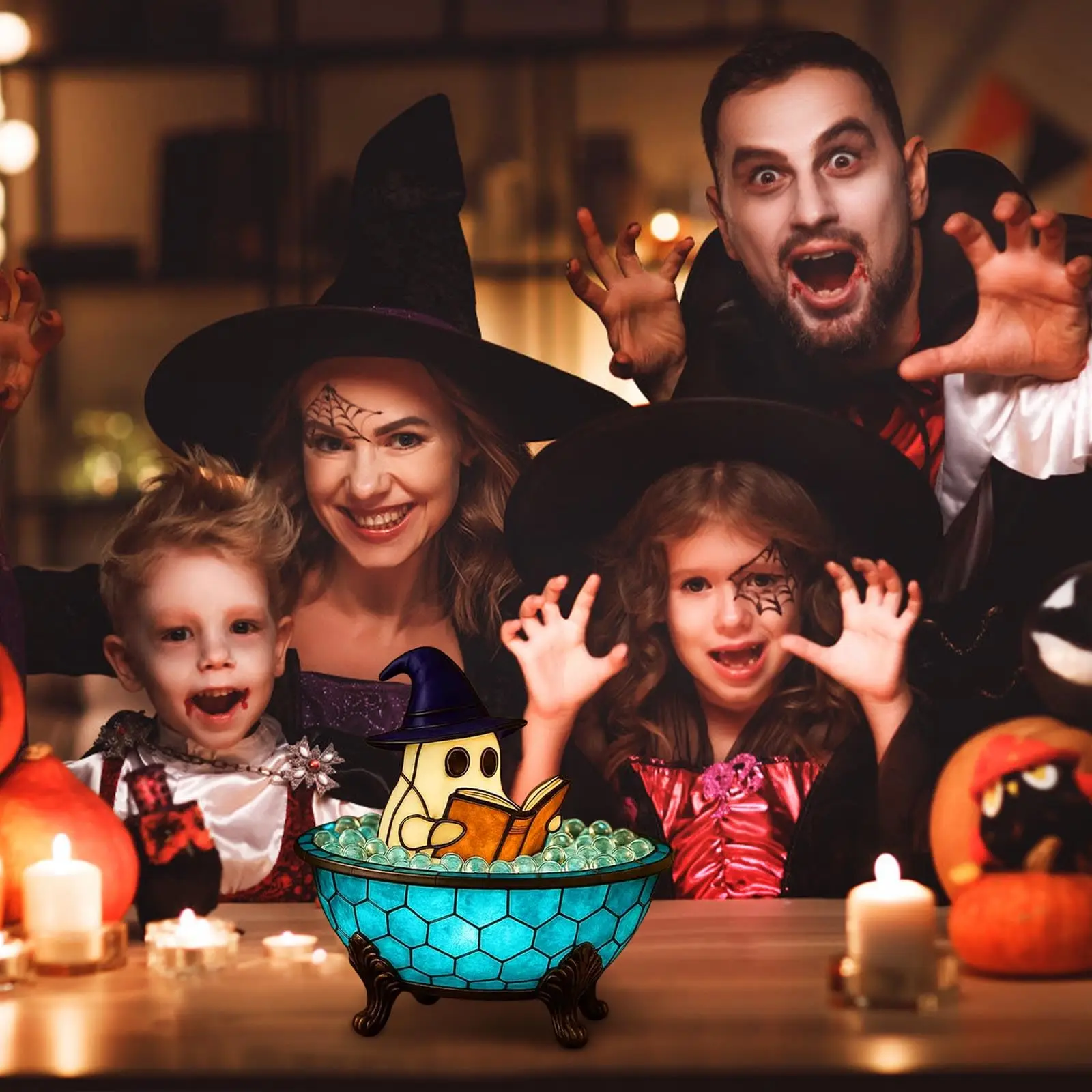 Ghost Bubble Bath Lamp,Ghost Reading Book LED Night Light,Halloween Party Decorations Indoor, Halloween Centerpieces Decorations