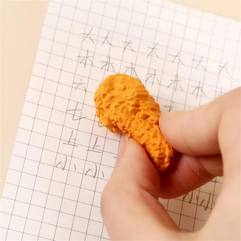 Creative Eraser Cartoon Simulation Family Bucket Fried Chicken Set Drumstick Eraser Kawaii Stationery For Kids Rubber