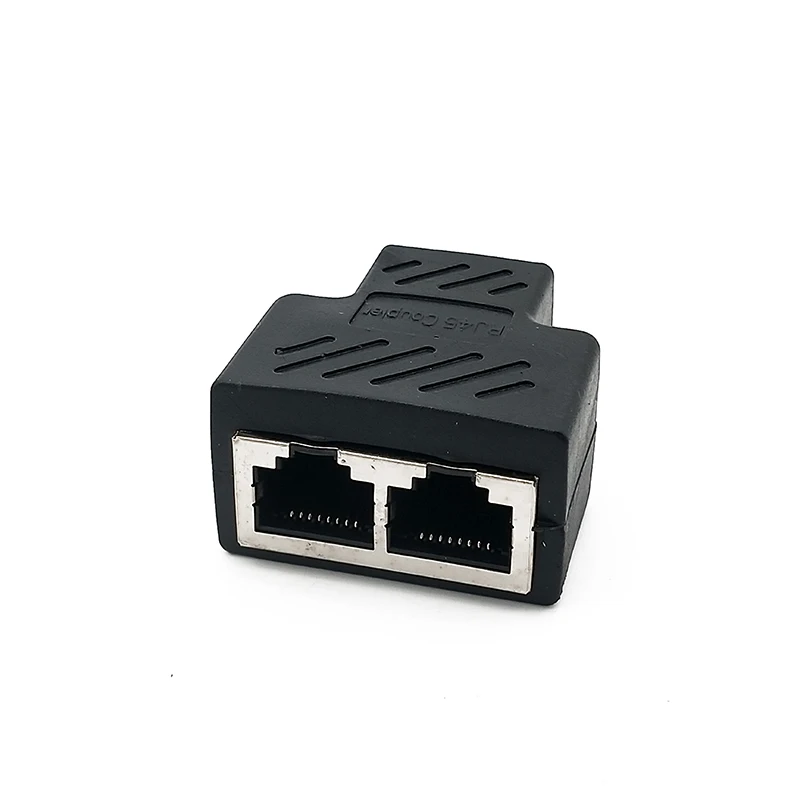 50PCS RJ45 Coupler 1 to 2 Ethernet Splitter Coupler Double Socket HUB Interface Contact Modular Plug Connect