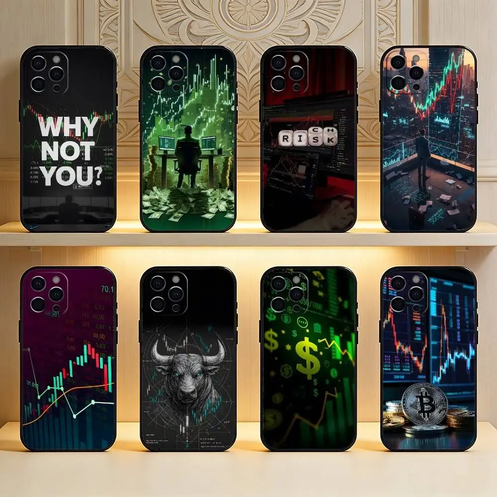 

Virtual Currency Financial Stock Trading Patinted Phone Case For iPhone17,16,15,14,13,12 Plus,Max Soft Silicone Black Cover