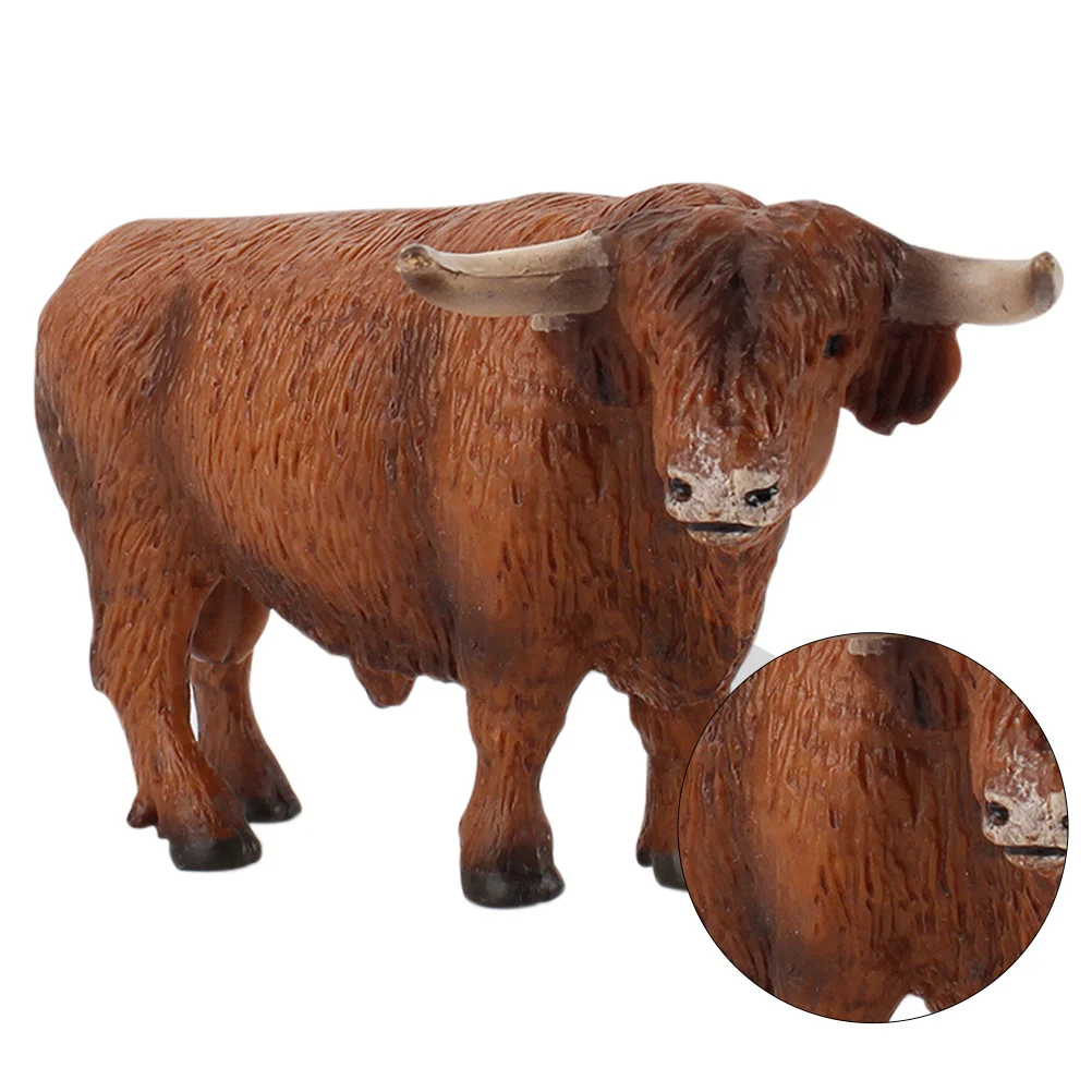 Dining Table Highland Cow Model Child Animal Zoo Figures Pvc Farm Lovely Cattle