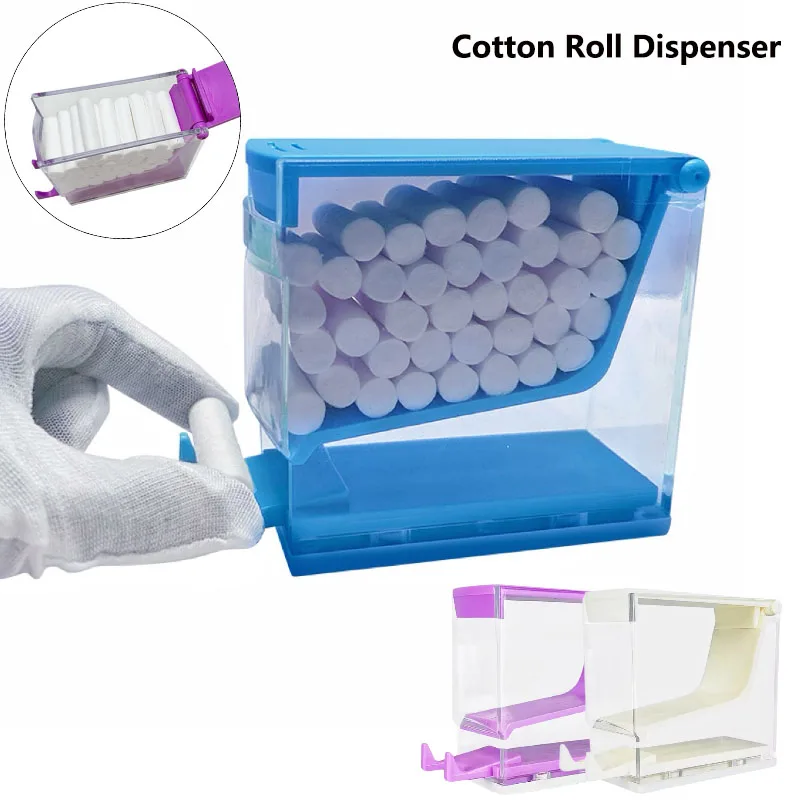 Dental Cotton Roll Dispenser Swab Holder Press Type Storage Box Organizer 3 Colors Dentist Clinic Container Dentistry Supplies
