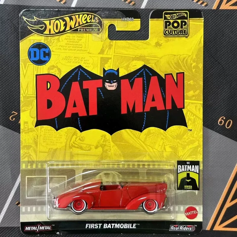 Hot Wheels Car Premium Car First Batmobile Pop Culture Boys Toys 1/64 Diecast Batman Vehicle Alloy Model Toys Birthday Gift