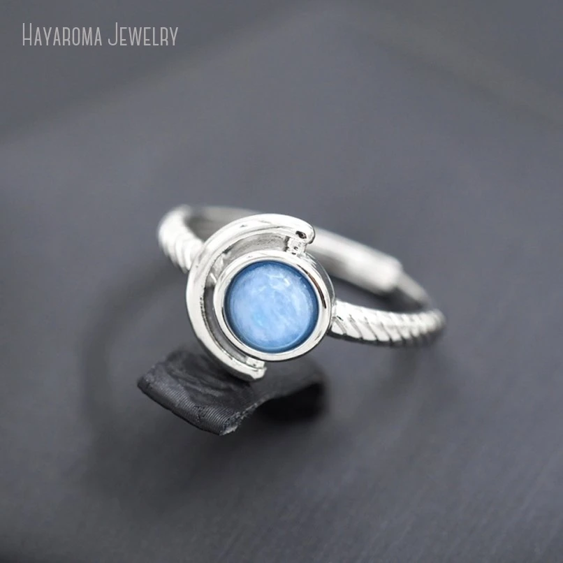 

2Pcs Silver Color Wholesale Round Coin Shape Circle Crystal Kyanite Ring RM51373