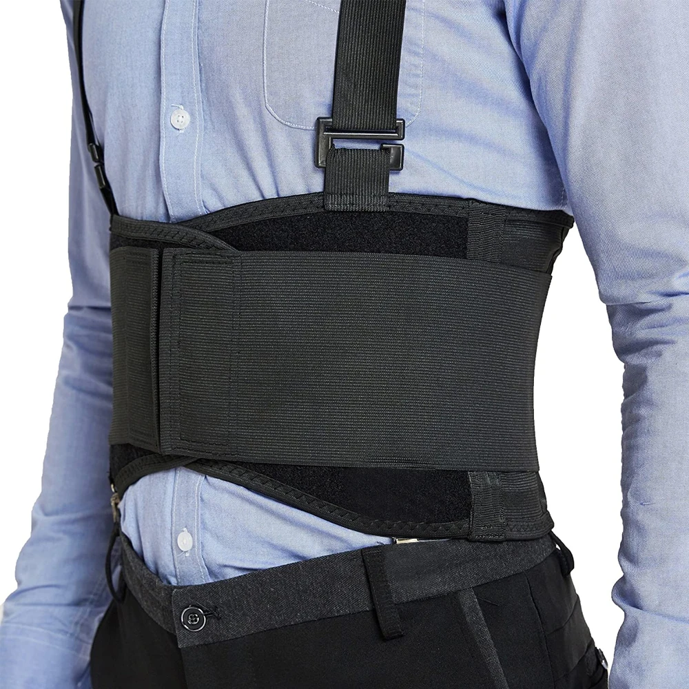 Adjustable Waist Support Belt,Industrial Work Back Brace,Medical Lumbar Gym Fitness Weightlifting Back Belt with Shoulder Straps
