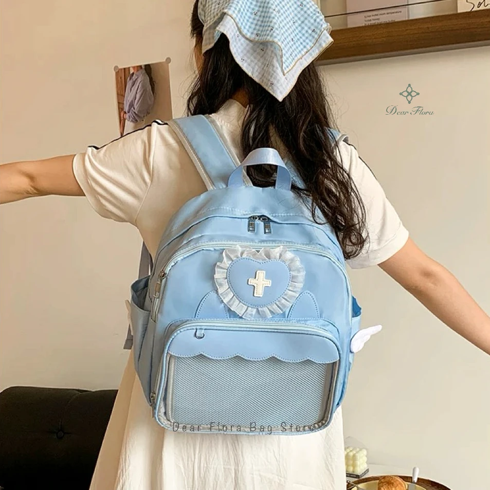 Y2K Cute Clear Ita Bag Women Lolita Backpack Kawaii Girl Shoulder Bag DIY Display Transparent Pocket Japanese Doll Tote Handbags