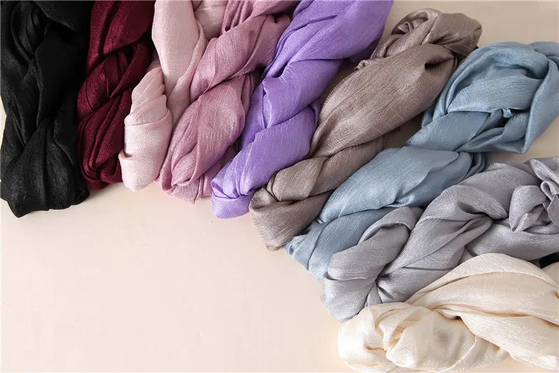 2023 luxus Marke Frauen Mode Schal Plain Solide Seide Leinen Schals Schals Sommer Dame Bandanas Pashmina Foulard Hijab 180*90 cm – Detail 34