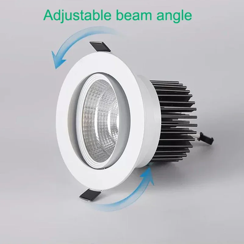 Faretti LED COB da incasso dimmerabili 5W 7W 9W 12W 15W 18W Faretti regolabili ad angolo AC85 ~ 265V Lampada da soffitto a LED Illuminazione per interni
