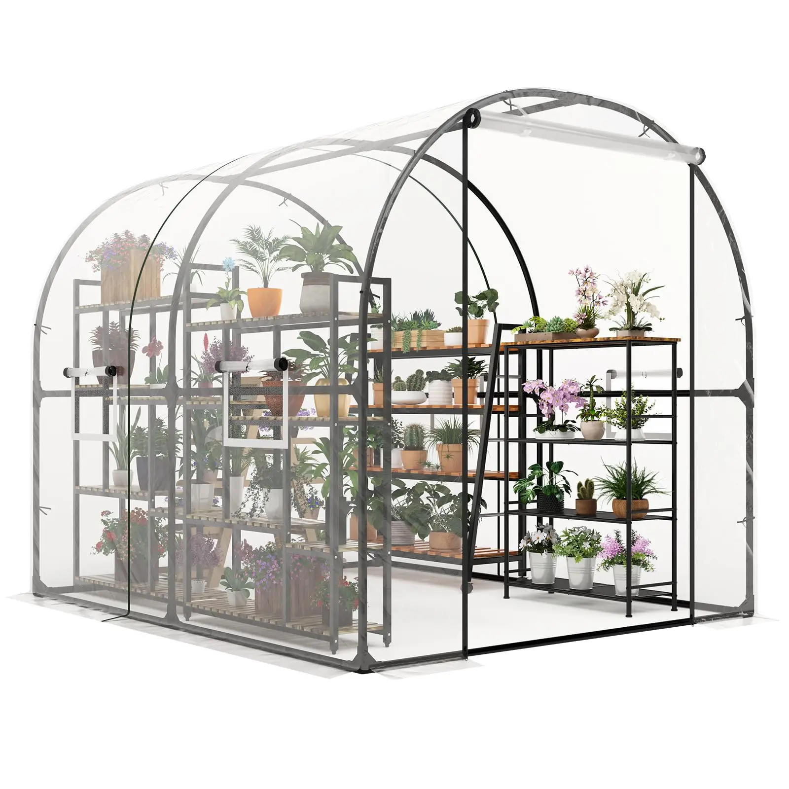8.2x6.6x6.6 FT Walk-In Greenhouse For Outdoors, Heavy Duty Portable Hoop House With Watering System, Screen Windows
