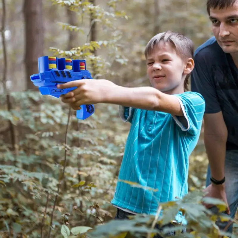 子供のためのミニフォームディスクランチャー、ポータブルランチャー、ディスクshooter、屋外飛行円盤銃、子供のためのクリスマスギフト