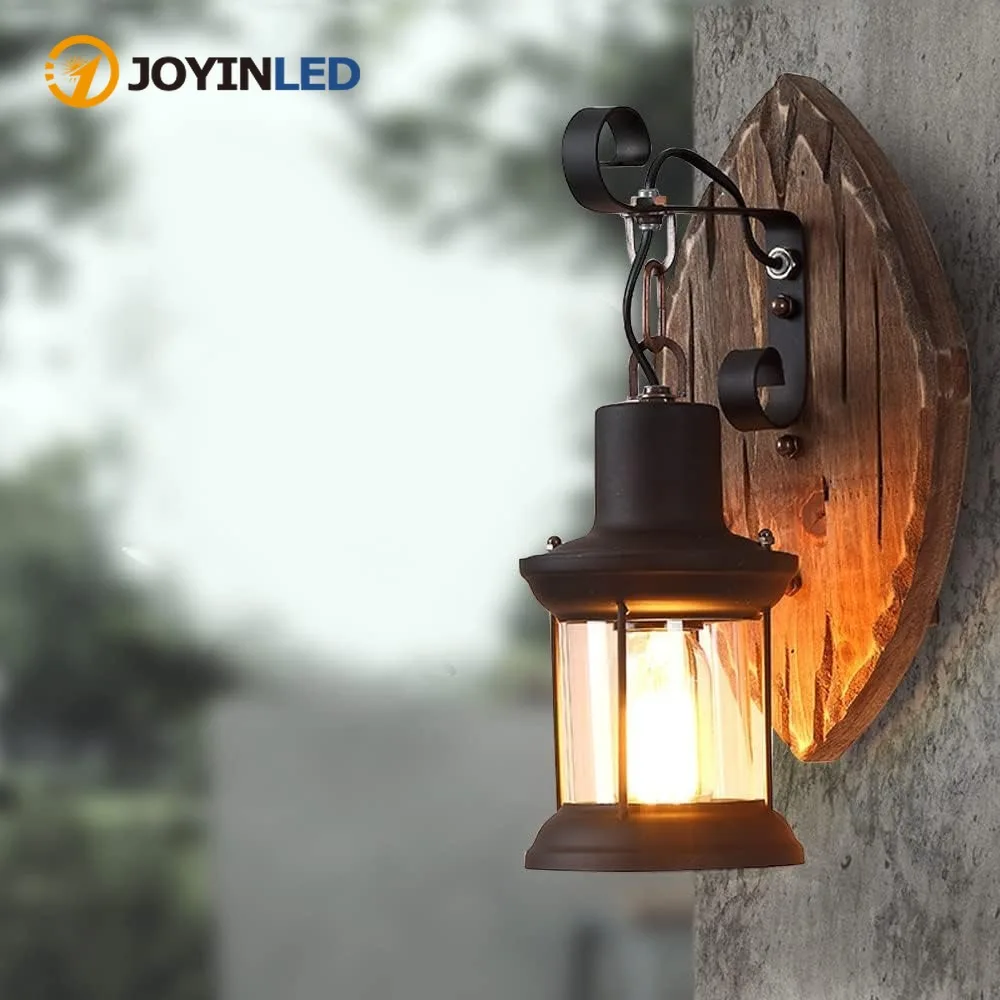 

Retro Rustic Wall Lamp Industrial Vintage Wall Light Fixtures Farmhouse Antique Wooden Sconces For Aisle Hallway Bedroom Beside