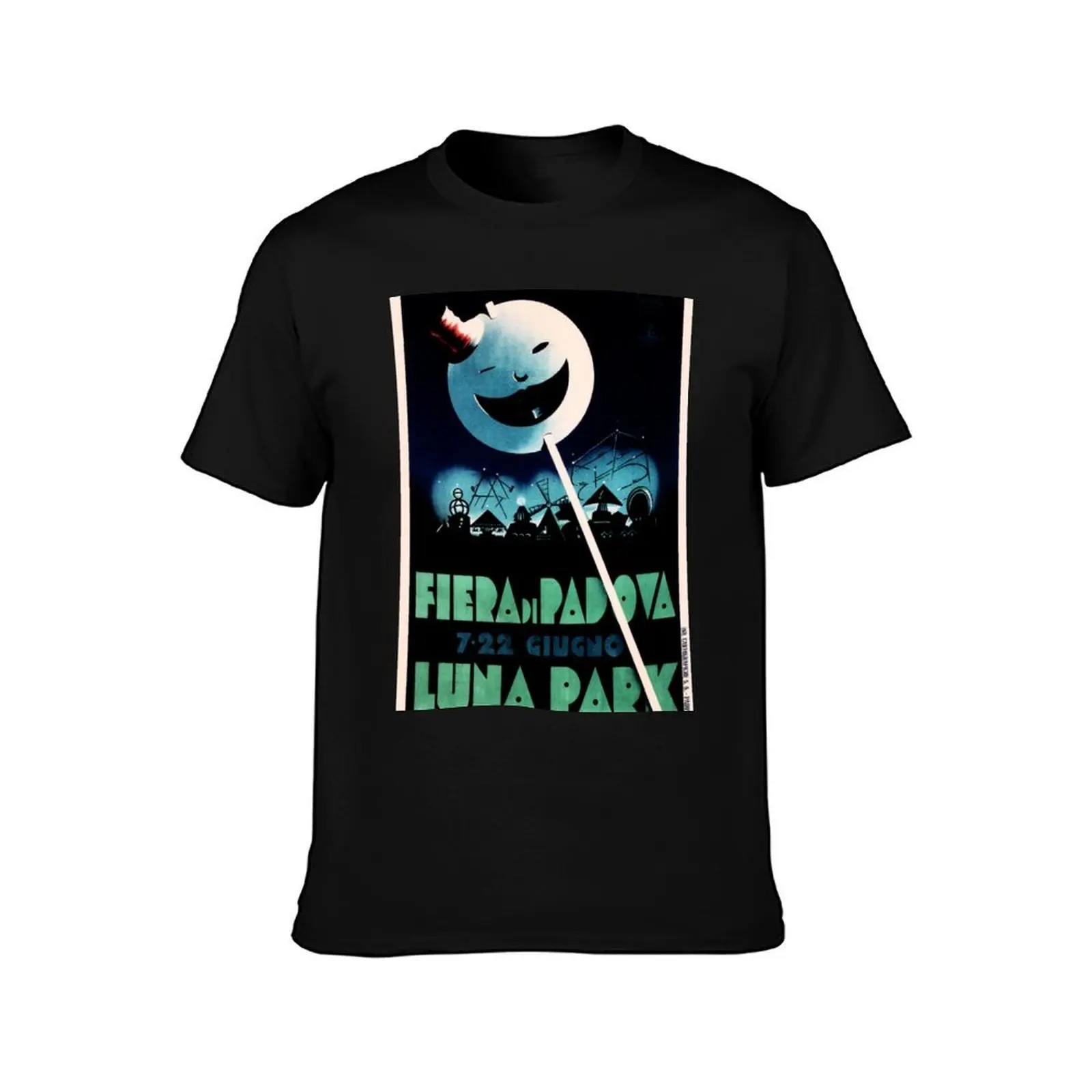 FIERA DI PADOVA Luna Park Exhibition Trade Fair Vintage Italian Advertising Poster T-Shirt, Summer Casual Cotton Tee
