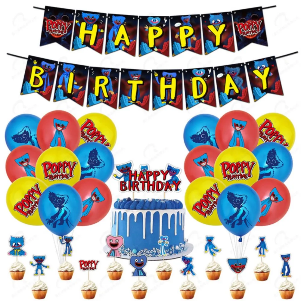 Party Supplies Balloons Play Time Game Decoration Set Anime Balloons Happy Birthday Banner Kids Boy Toys