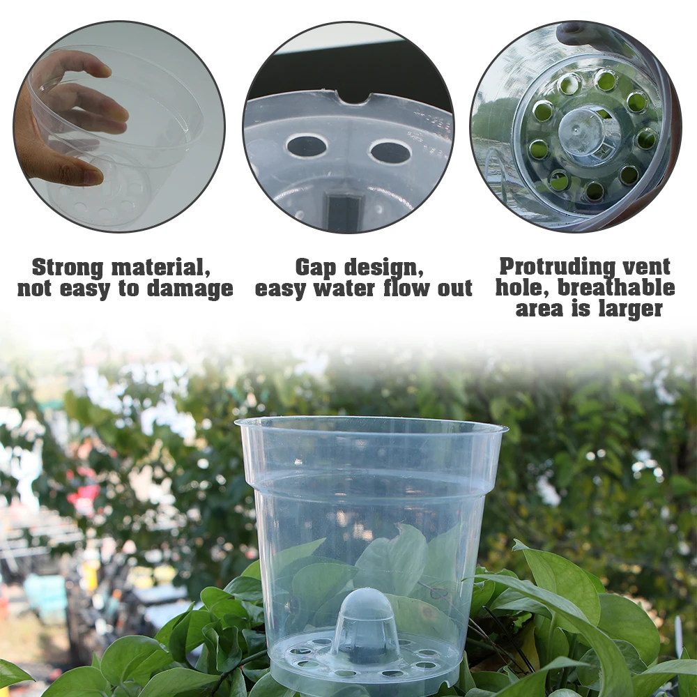 5-50pcs Round Seed Starter Tray Transparent Planter Nursery Pots with Drainage Hole for Orchid Plants Herb Flowers Garden Tools