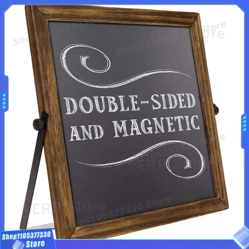 Adjustable Wooden Frame Blackboard with Country Logo Stand Double Sided Magnetic Message Board for Home Decor Display Double