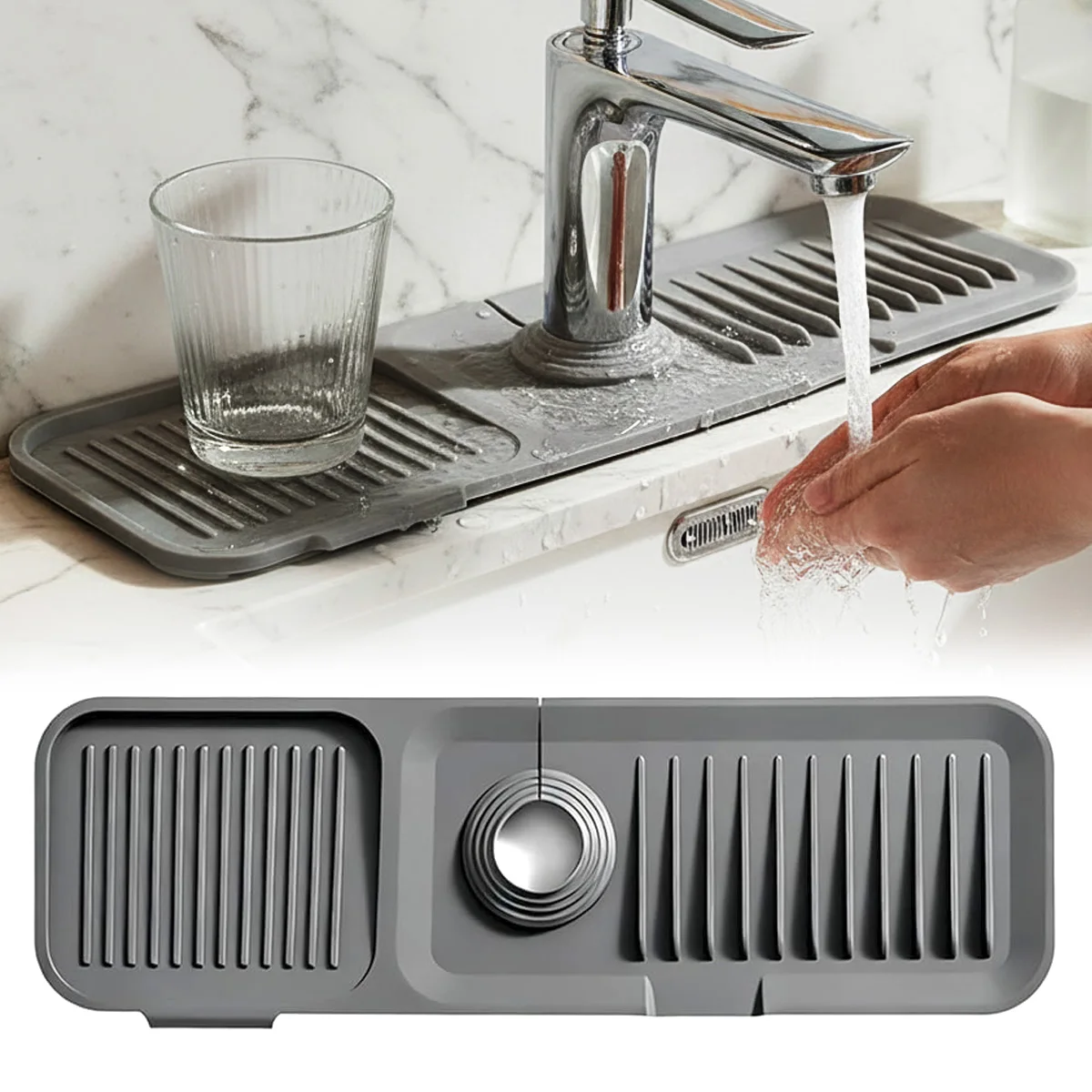 

Faucet Mat for Kitchen Sink, Fast Self-draining, Splash Guard Kitchen Sink Area Tidy Splash Faucet Guard Draining Mat