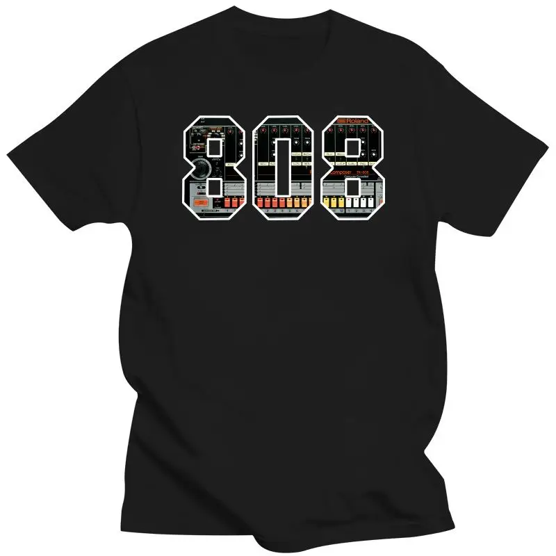 2022 T Shirt ROLAND TR808 BLACK T-Shirt DRUM ACID BASSLINE SYNTH AKAI TECHNICS VESTAX