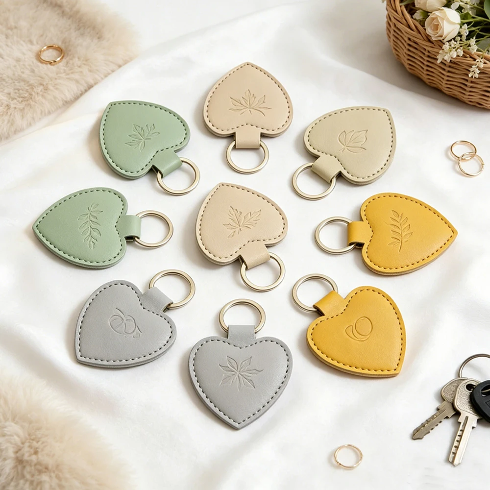 

20/50Pcs Creative Heart Metal Unique Car Key Chain Custom Emboss Logo Decorative Leather Keyring Gift School Bags Luggage Tags