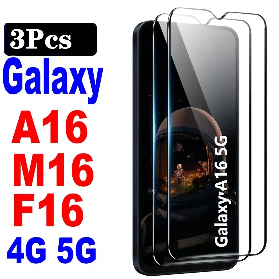 3 Stück 9H gehärtetes Glas für Samsung A16 M16 F16 Displayschutzfolie