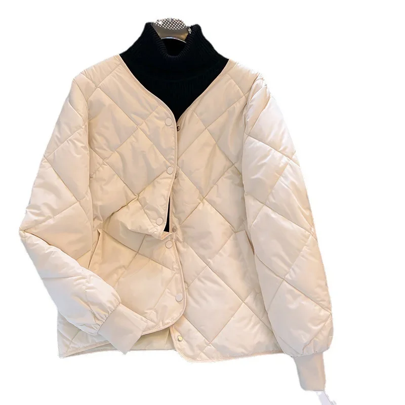 Giacca invernale imbottita in cotone per donna autunno nuova giacca imbottita in cotone scozzese scozzese leggera Versatile Sle coreana