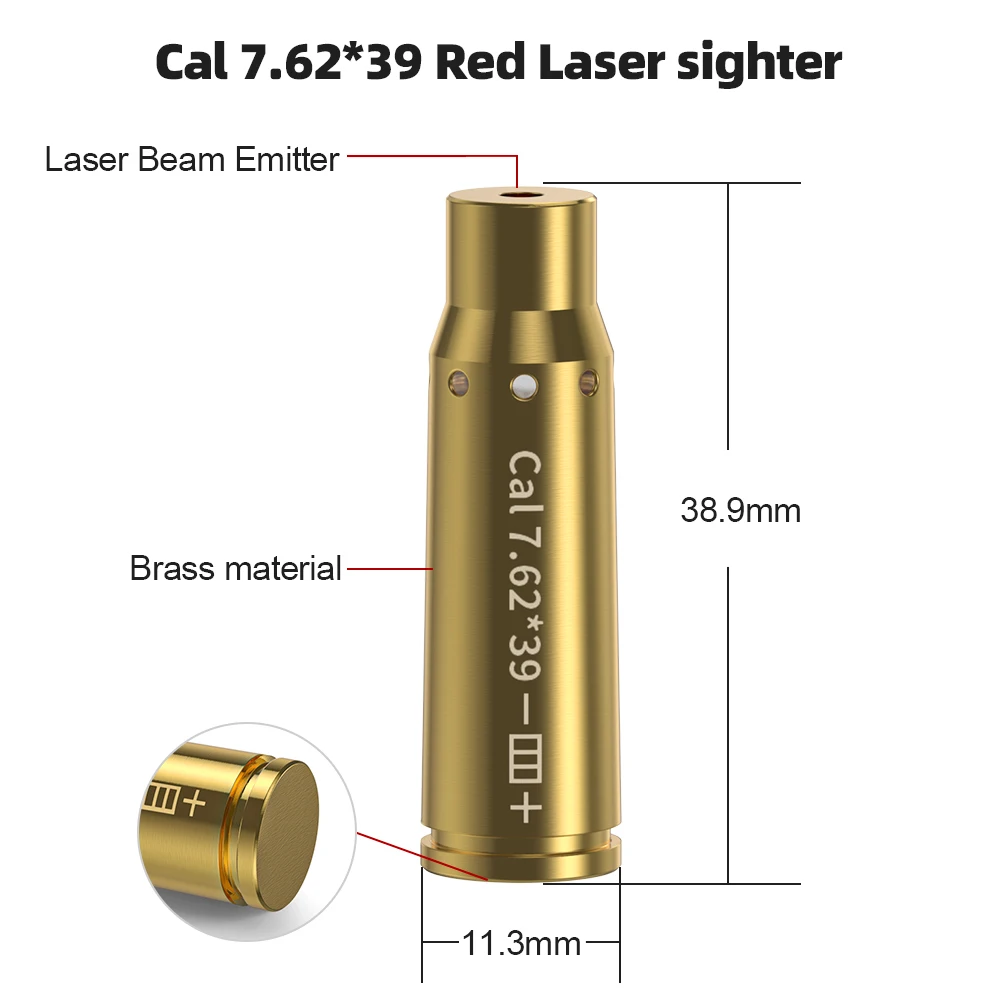 Calibrador de pistola y Rifle Cal.7.62*39 herramienta de calibración láser rojo-accesorios de caza calibrador de tiro de entrenamiento