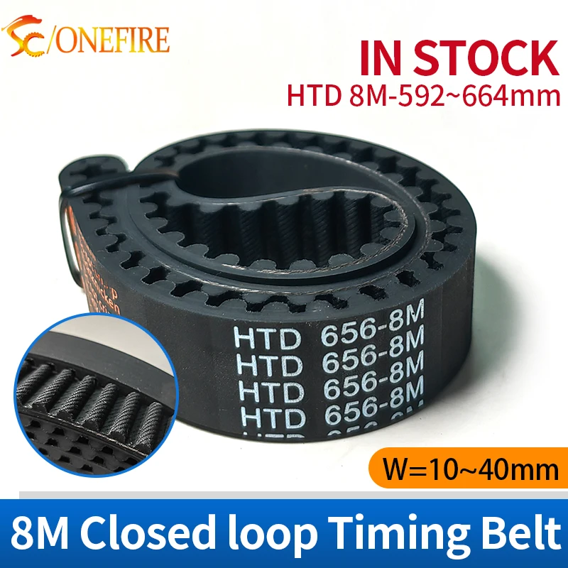 HTD 8M 592/600/608/616/624/632/640/648/656/664mm Timing Belt Width 10~40mm Pitch 8mm Rubber 8M Synchronous Closed loop belt