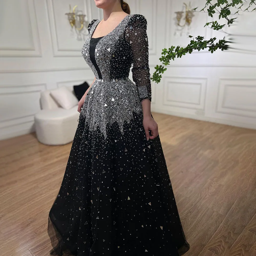 Serene Hill Muslim Black A-Line Evening Dresses Gowns 2025 Sequined Beaded  Party LA71214 Customized - AliExpress 320