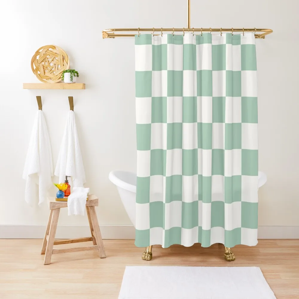 

Minimal Mint Green Checker Board Pattern Shower Curtain Modern Accessory Bathrooms For Bathrooms Curtain