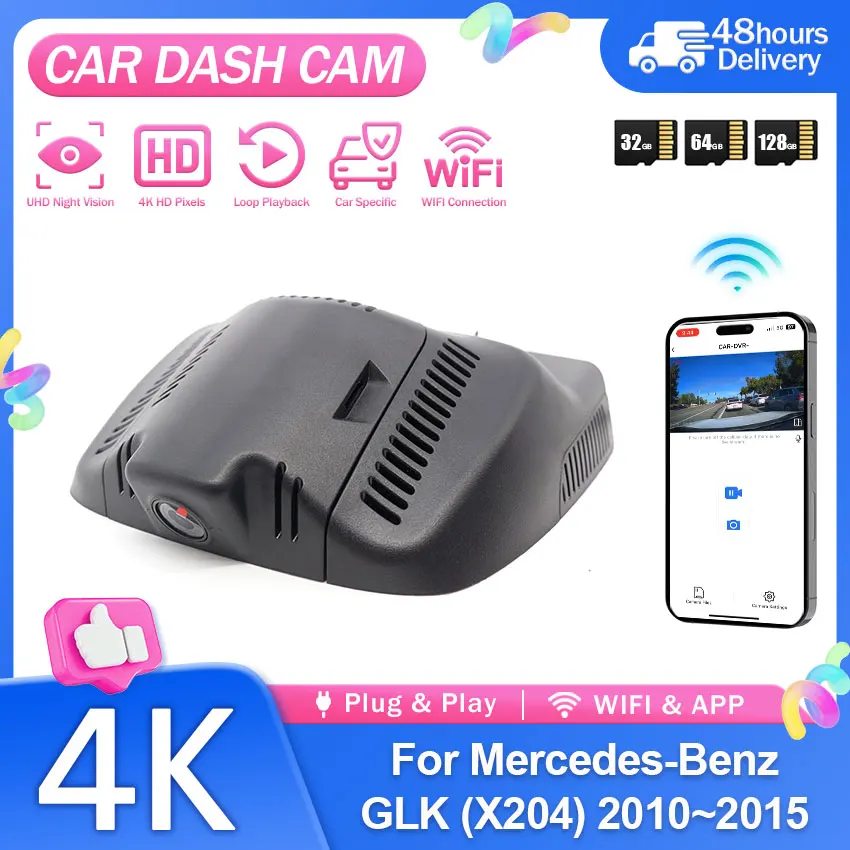 4K 2160P Plug And Play Wifi Car Dvr Dash Cam for Mercedes-Benz GLK (X204) 2010-2015 Night Vision Easy Setup